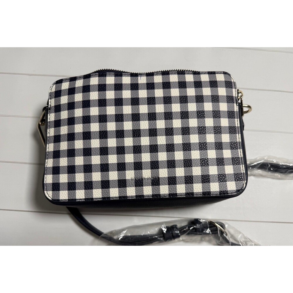 Draper James navy and white gingham crossbody bag